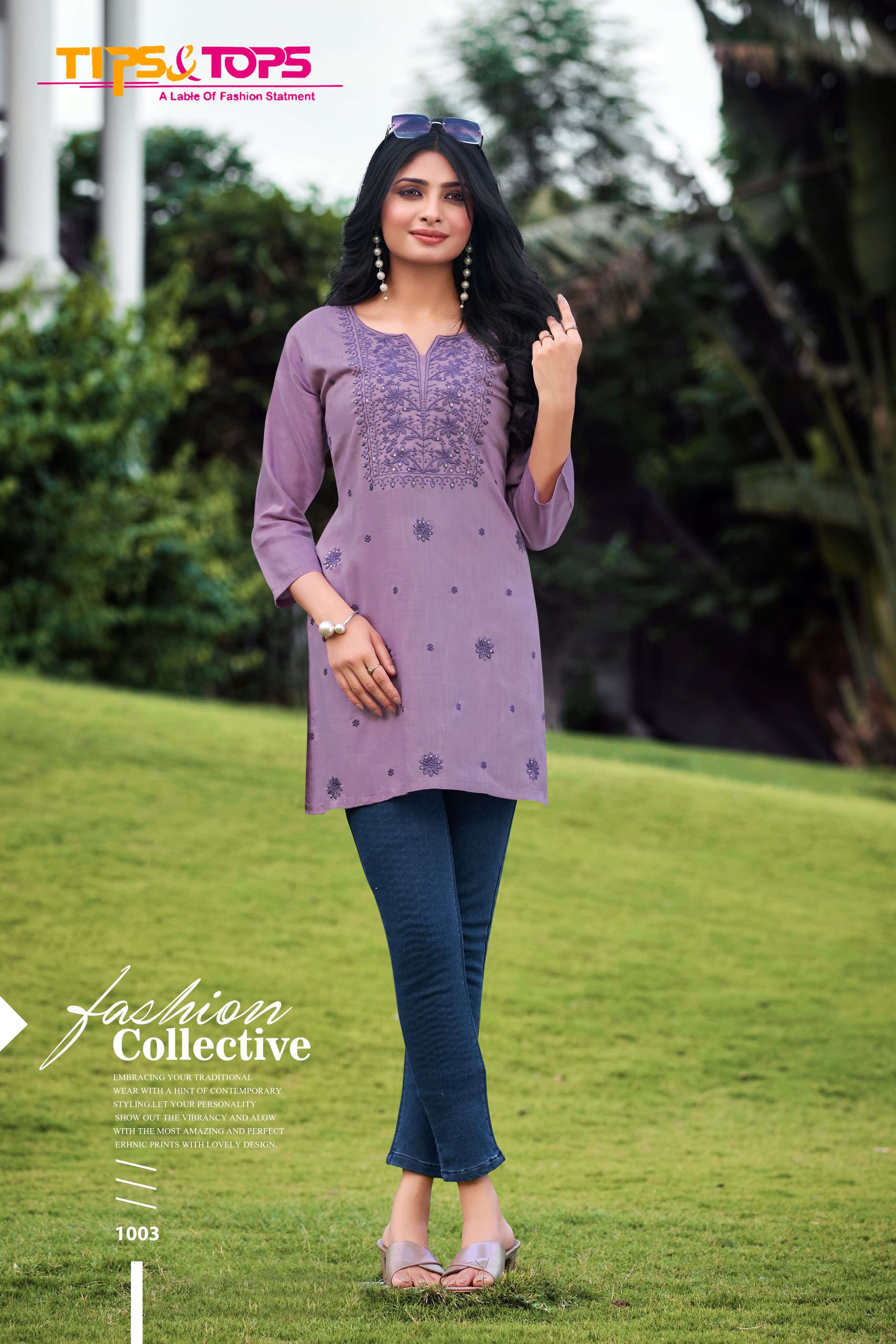 COLORS VOL 3 HEAVY REYON SLUB 16KG EMBROIDERY WORK SHORT TOP BY TIPS AND TOPS BRAND 3003